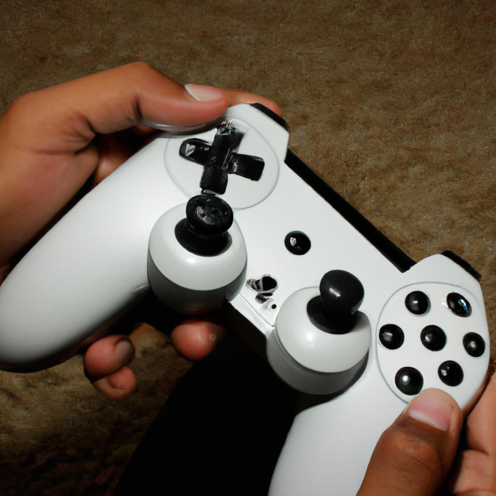 Person holding a game controller